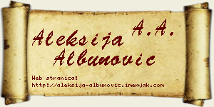 Aleksija Albunović vizit kartica